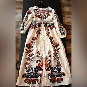 NWT Farm-Anthropologie V-Neck Maxi Dress Med